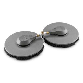 Głowica szczotkowa napędzana przepływem wody iSolar o szerokości 800 mm z dwiema szczotkami dyskowymi obracającymi się w przeciwnym kierunku oraz elastycznym złączem przegubowym zapewnia równomierne czyszczenie systemów fotowoltaicznych.